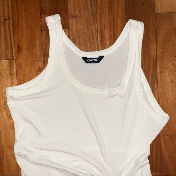 Chicme Side Slit Ruched Ribbed Tank Dress Drawstring Bodycon - Picture 4 of 13